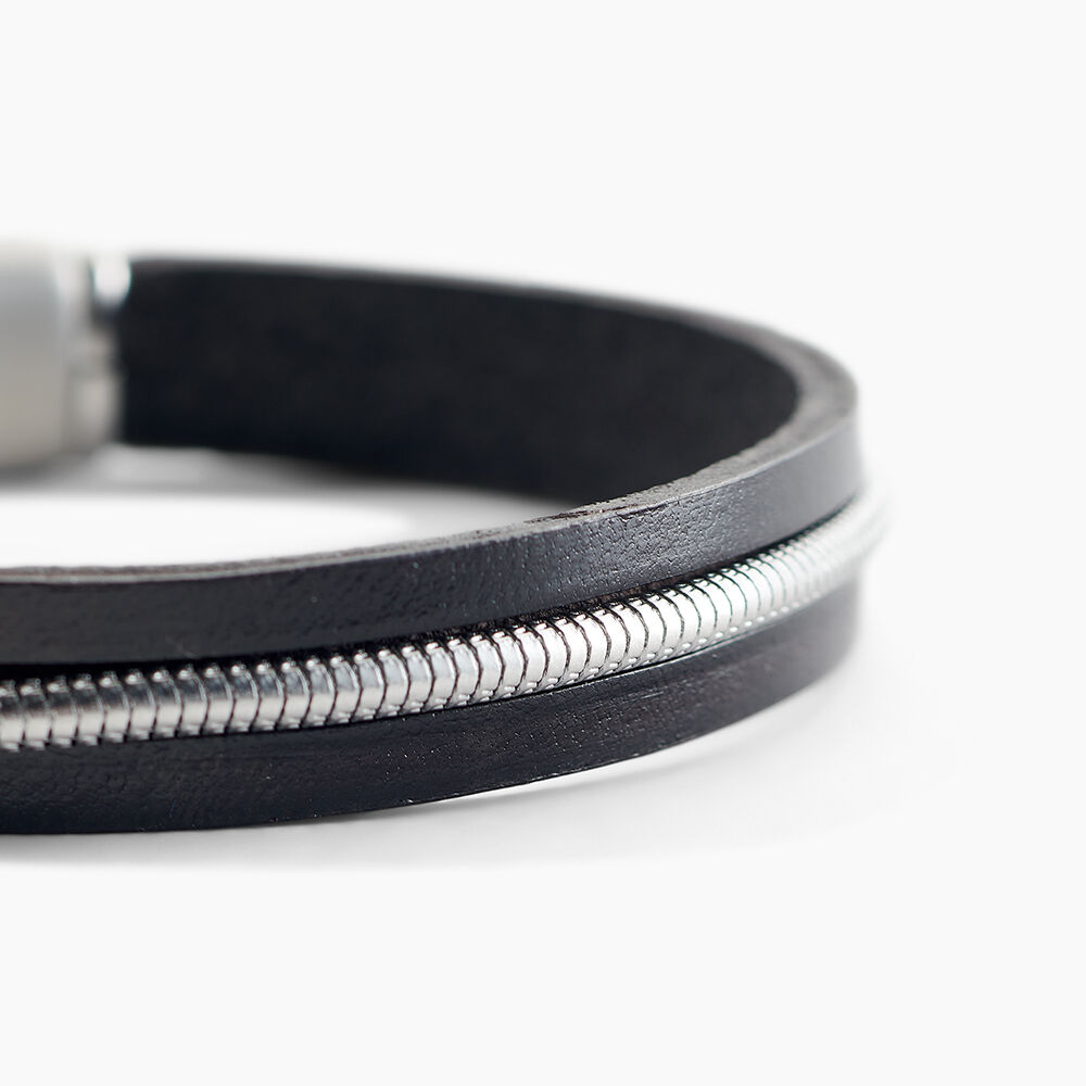 Bracelet Jourdan Rodney Cuir Noir - Bijoux Homme | Marc Orian