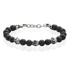 Bracelet Acier Blanc Hantz Pierre De Lave - Bracelets chaînes Homme | Marc Orian