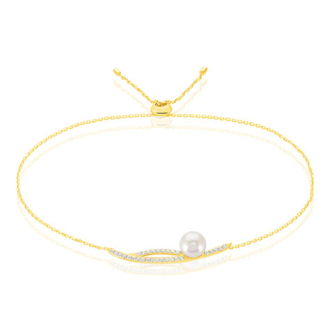 Bracelet Tesnimae Or Jaune Oxyde De Zirconium Et Perle De Culture - Bracelets cha&icirc;nes Femme | Marc Orian