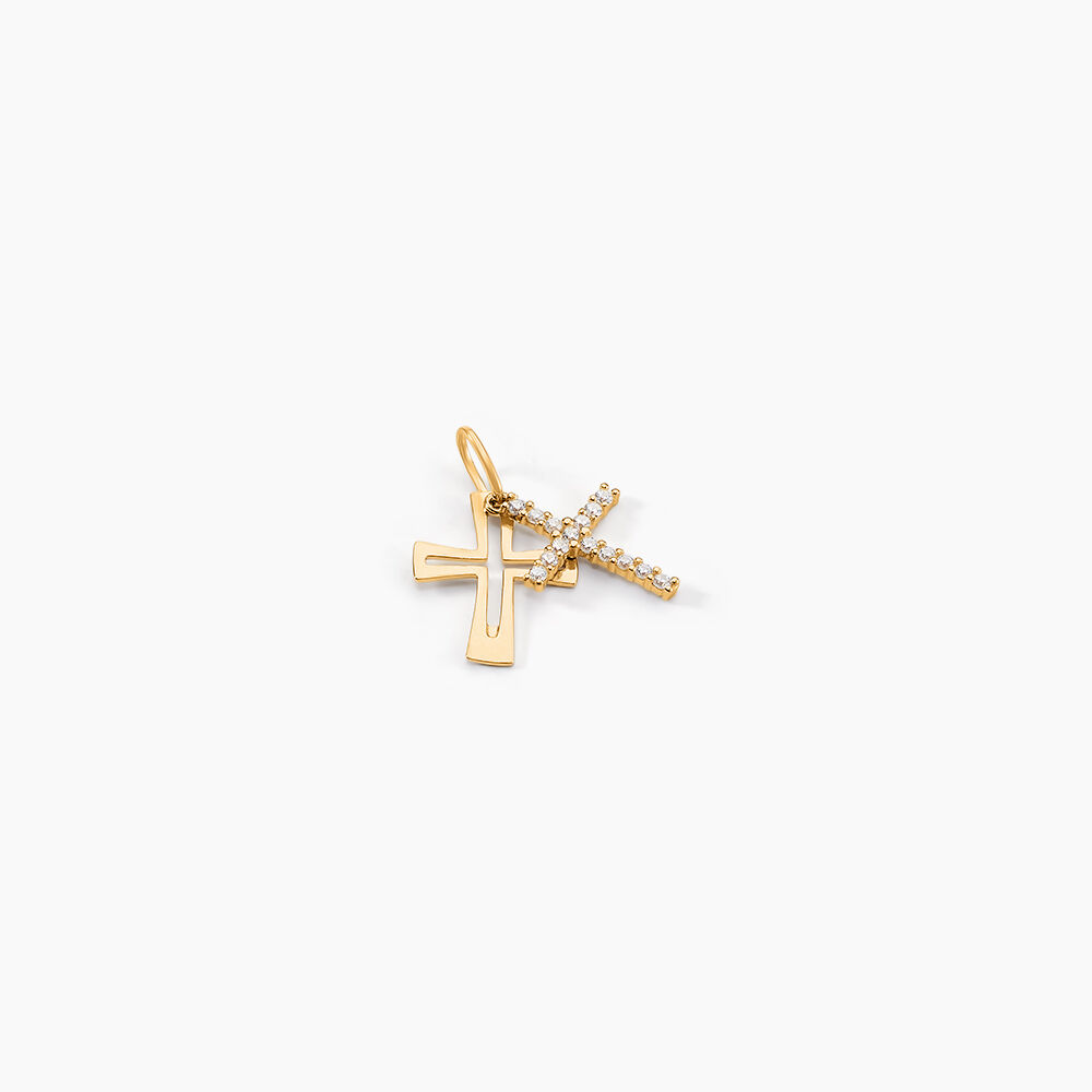 Pendentif Canice Croix Or Jaune Oxyde De Zirconium - Pendentifs Famille | Marc Orian