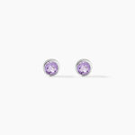 Boucles D'oreilles Puces Edy Serti Clos Or Blanc Amethyste - Puces Femme | Marc Orian