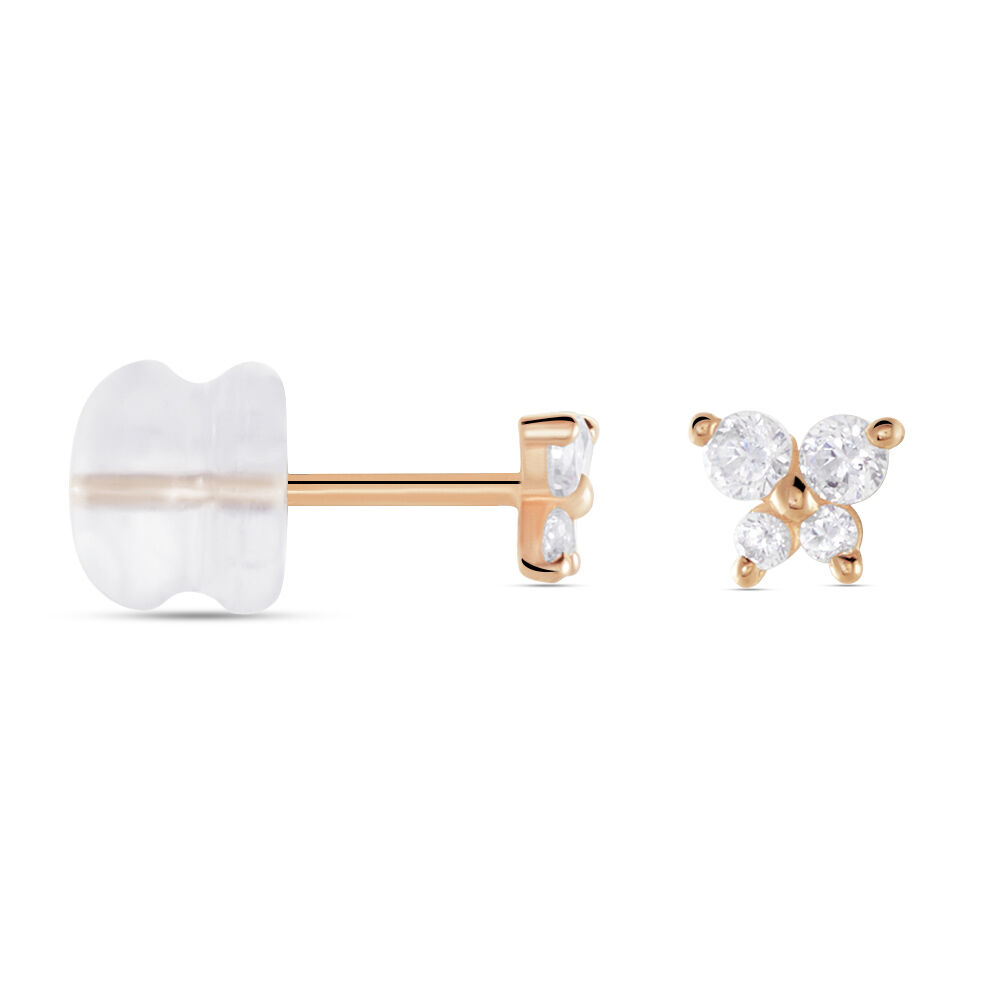 Boucles D'oreilles Puces Or Rose Oxydes De Zirconium - Puces Femme | Marc Orian