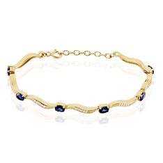 Bracelet Plaqué Or Kristal Oxydes De Zirconium Et Pierres Bleues - Bracelets chaînes Femme | Marc Orian