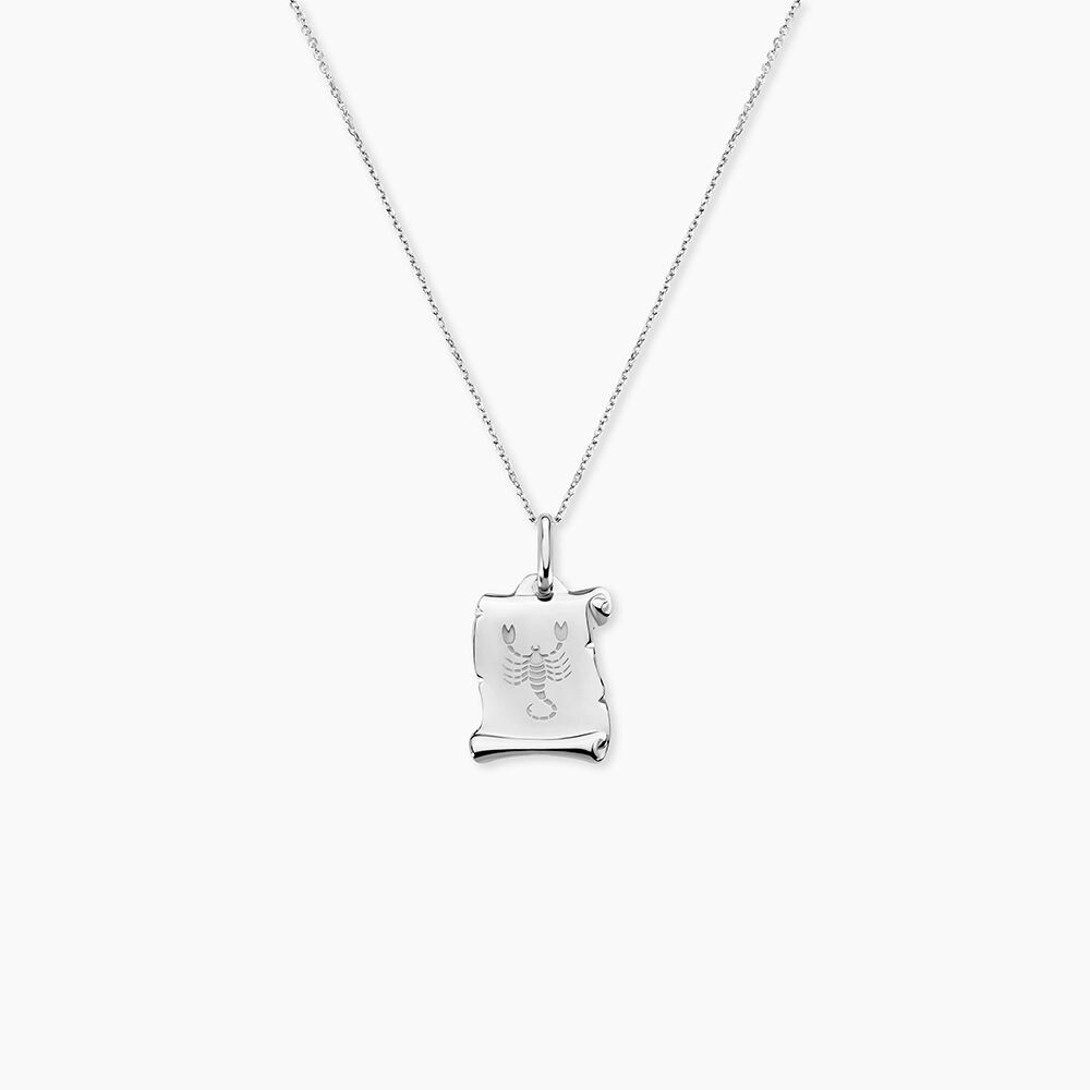 Pendentif Zodiaque Parchemin Argent Blanc - Bijoux personnalis&eacute;s Famille | Marc Orian