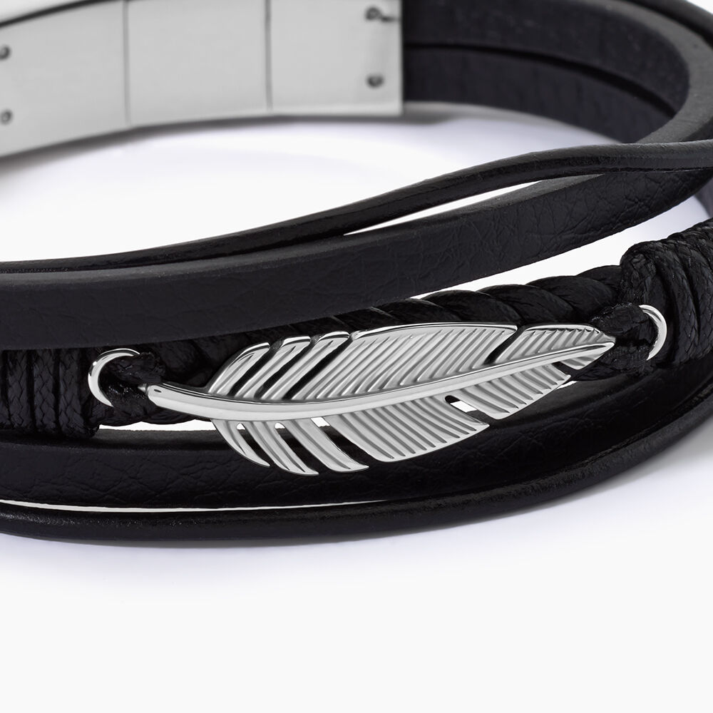 Bracelet Multirangs Acier Vieillit Georgio - Bracelets cuir Homme | Marc Orian