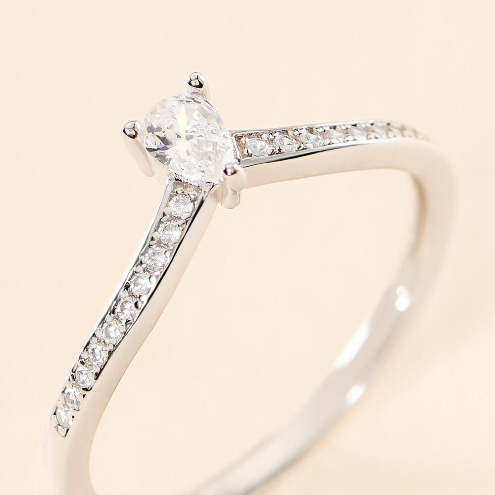 Bague Hyman Argent Blanc Oxyde De Zirconium - Solitaires Femme | Marc Orian
