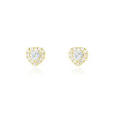 Boucles D'oreilles Puces Or Jaune Festuca Oxydes De Zirconium - Clous d'oreilles Femme | Marc Orian