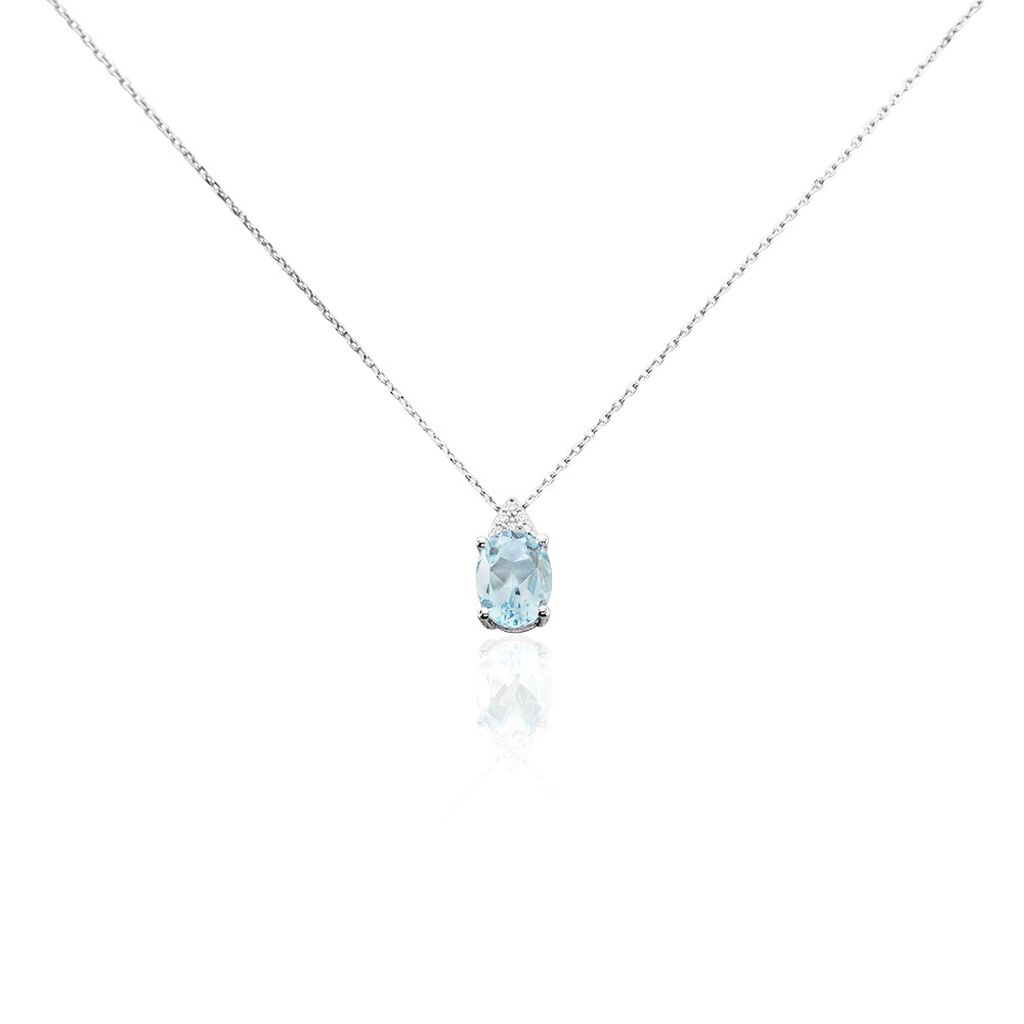 Collier Britney Or Blanc Topaze Et Oxyde De Zirconium - Colliers avec pierres Femme | Marc Orian