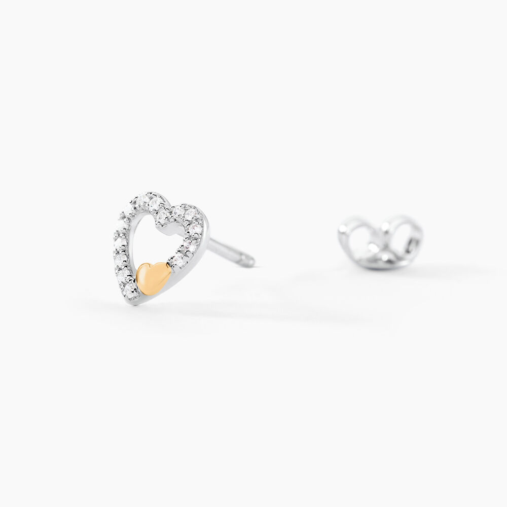 Boucles D'oreilles Puces Sorya Or Jaune Argent Blanc - Puces Femme | Marc Orian