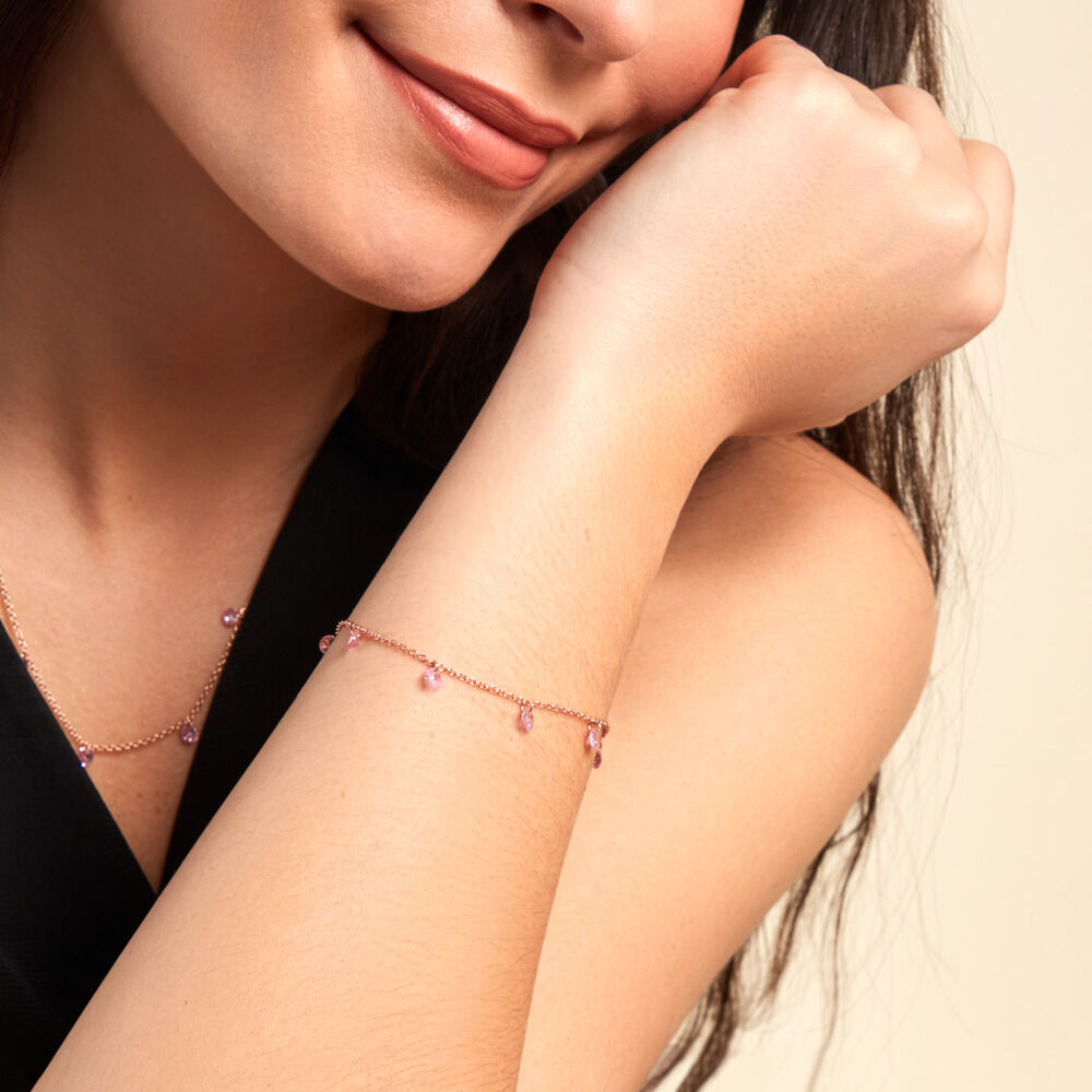 Bracelet Collie Argent Rose Oxyde De Zirconium - Bracelets chaînes Femme | Marc Orian