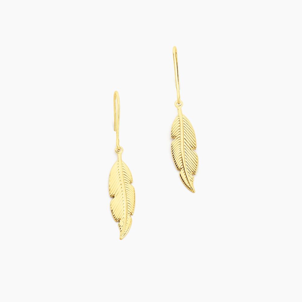 Boucles D'oreilles Pendantes Indian Nature Feuilles Or Jaune -  Femme | Marc Orian