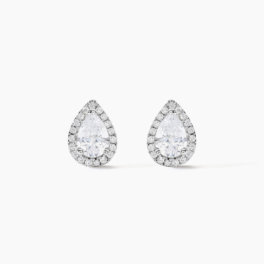 Boucles D'oreilles Puces Sylla Argent Blanc Oxyde De Zirconium - Puces Femme | Marc Orian