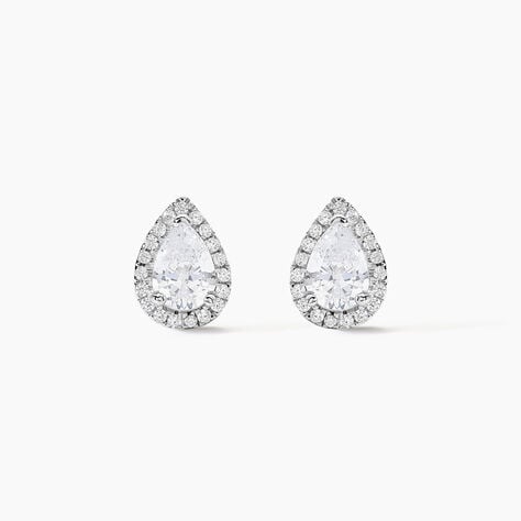 Boucles D'oreilles Puces Sylla Argent Blanc Oxyde De Zirconium - Puces Femme | Marc Orian