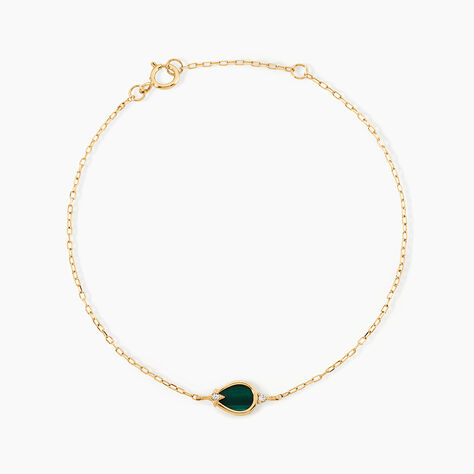Bracelet Cadoc Or Jaune Malachite Oxyde De Zirconium - Bracelets cha&icirc;nes Femme | Marc Orian