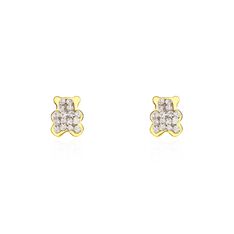 Boucles D'oreilles Puces Emerica Ours 0 Or Jaune Strass - Clous d'oreilles Enfant | Marc Orian