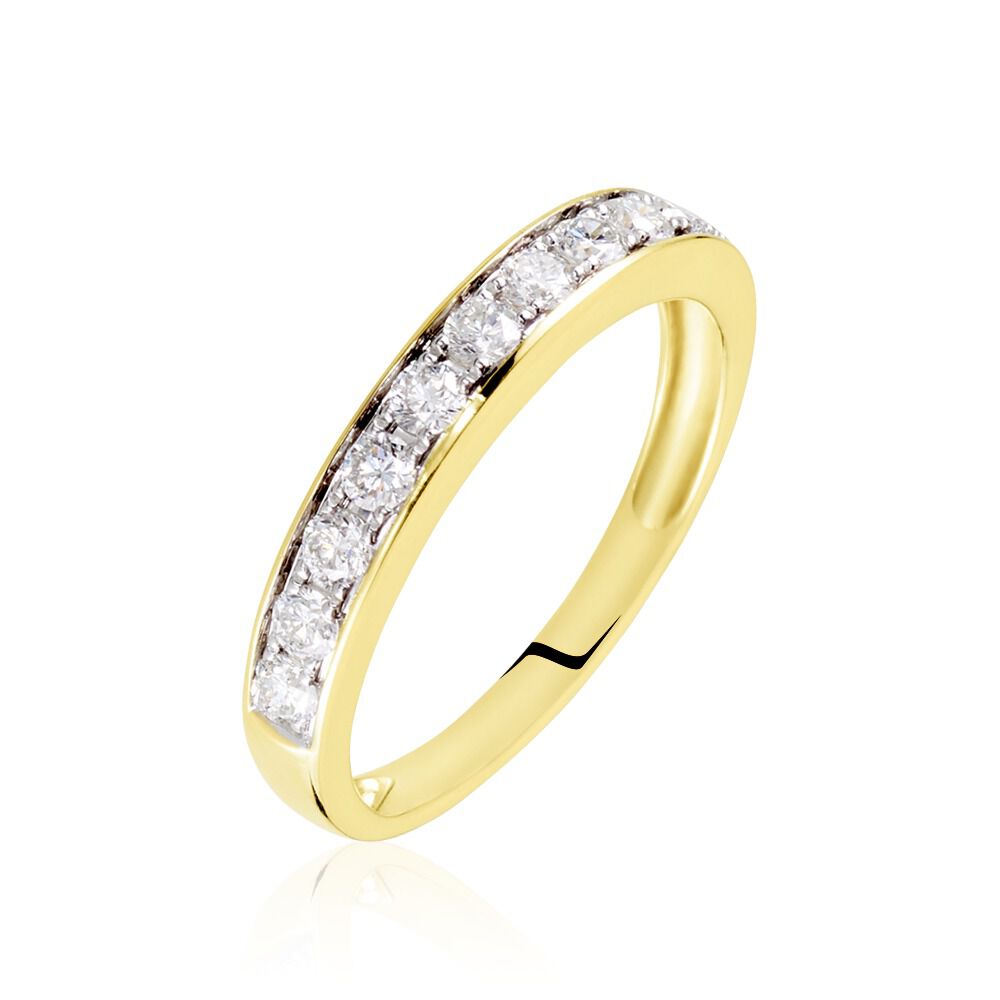 Demi-alliance Or Jaune Valentine Diamants Synthetique - Alliances avec pierres Femme | Marc Orian