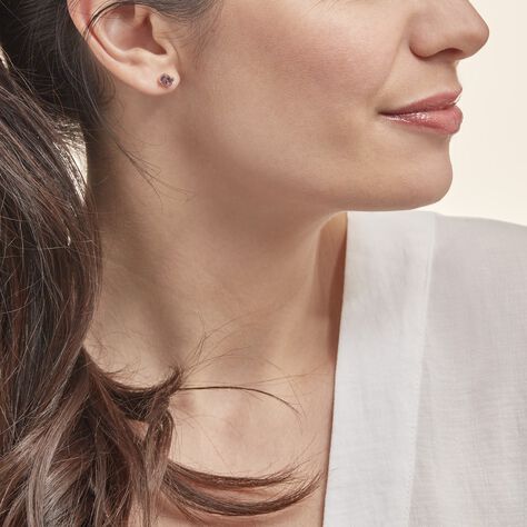 Boucles D'oreilles Puces Elea Serti Griffe Or Jaune Amethyste - Clous d'oreilles Femme | Marc Orian