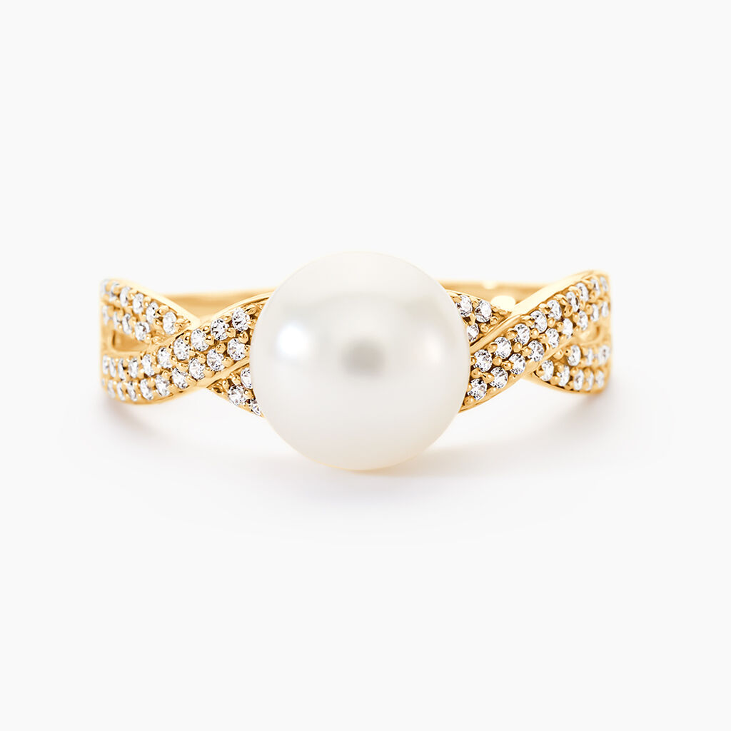Bague Maria-theresa Or Jaune Perle De Culture Et Oxyde De Zirconium - Bagues vintage Femme | Marc Orian