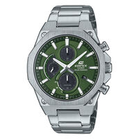 cadran argenté fond vert bracelet acier argenté