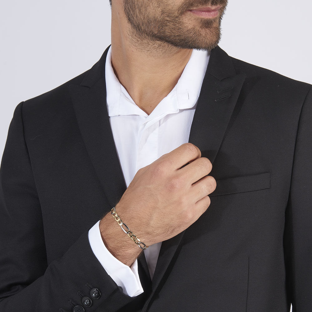 Bracelet Or Bicolore Maille Alternée - Bracelets mailles Homme | Marc Orian