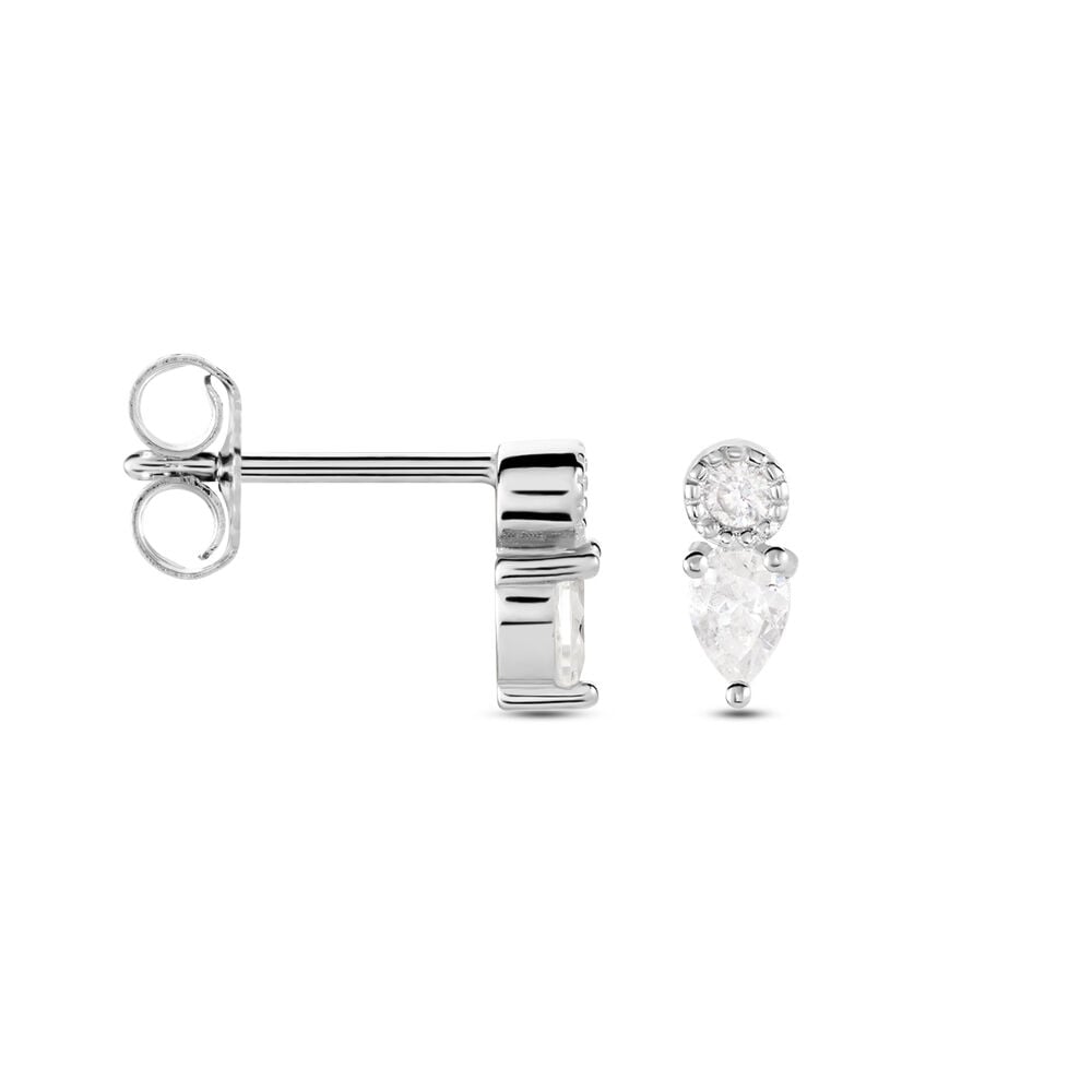 Boucles D'oreilles Puces Argent Blanc Delya Oxyde De Zirconium - Puces Femme | Marc Orian