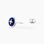 Boucles D'Oreilles Puces Talismania Argent Blanc Lapis Lazuli - Puces Femme | Marc Orian