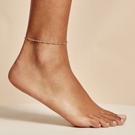 Chaîne De Cheville Minia Argent Blanc - Chaines de cheville Femme | Marc Orian