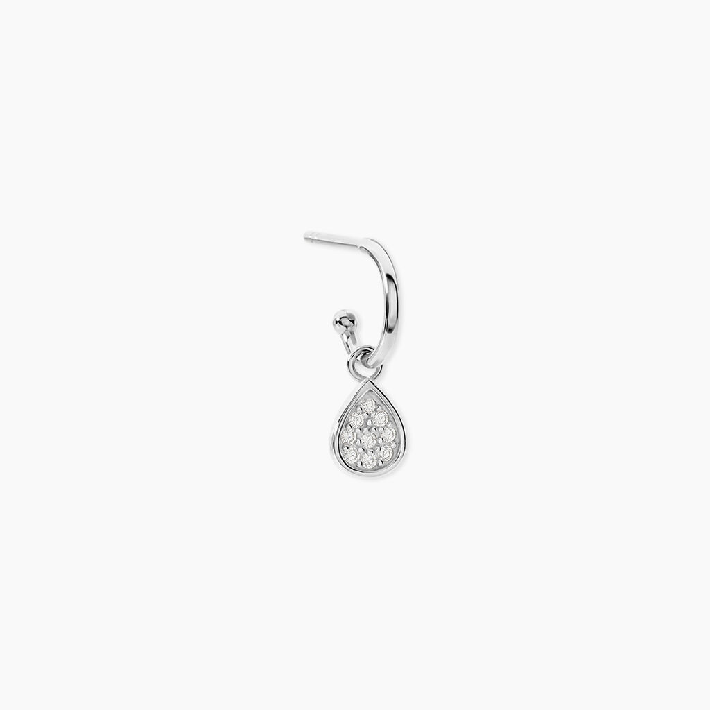 Cr&eacute;ole Unitaire Argent Blanc Donelle Oxydes De Zirconium - Piercings d'oreilles Femme | Marc Orian
