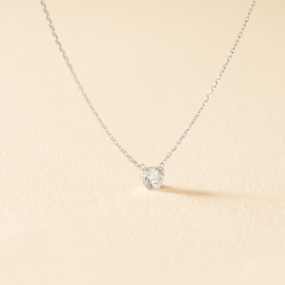 Collier Ponama Or Blanc Oxyde De Zirconium - Colliers avec pierres Femme | Marc Orian