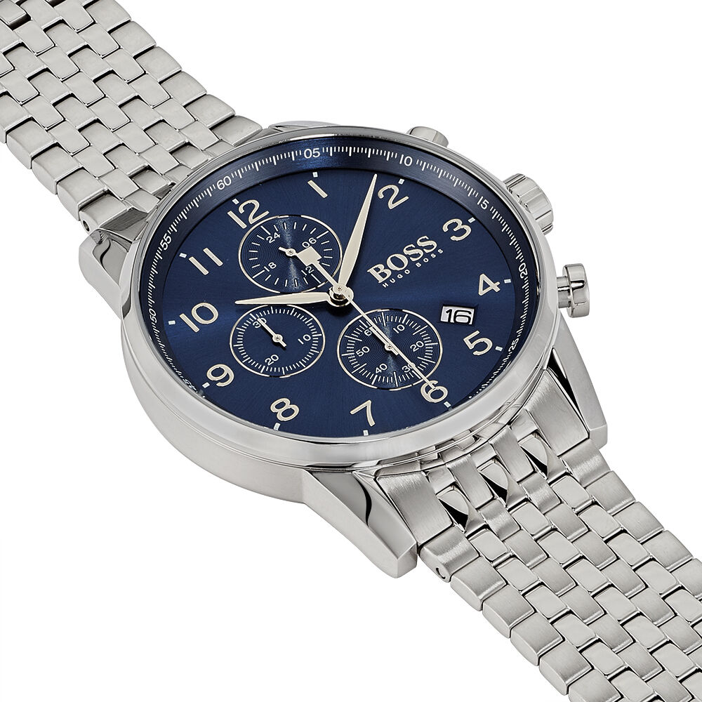 Montre boss navigator en acier bleu clearance
