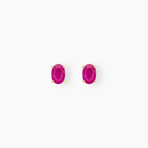 Boucles D'oreilles Puces Ovale Or Jaune Rubis - Boucles d'oreilles mariage Femme | Marc Orian