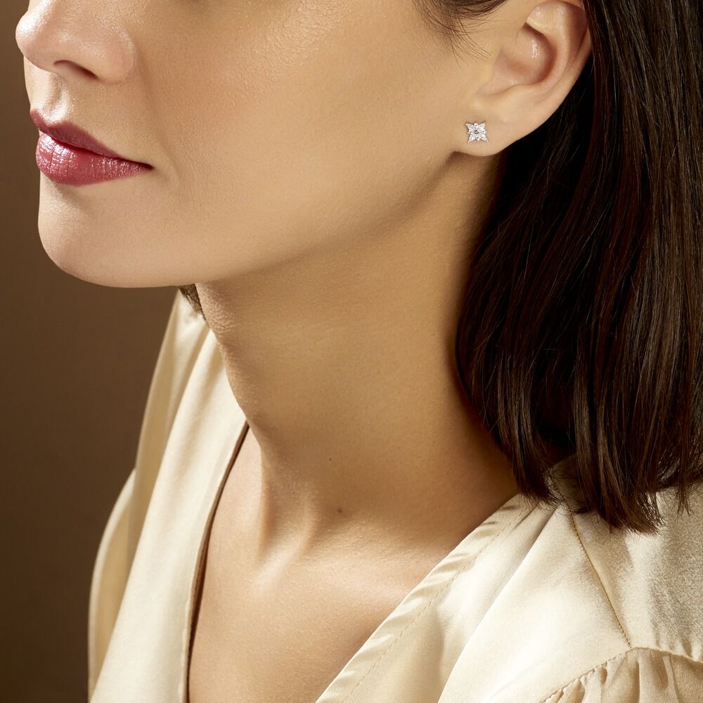 Boucles D'oreilles Puces Eclat Argent Blanc Oxyde De Zirconium - Puces Femme | Marc Orian
