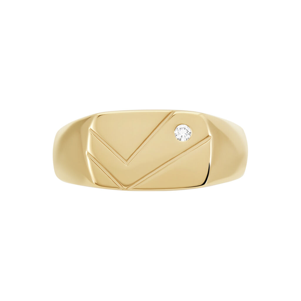 Chevalière Plaqué Or Jaune Gyorgy Oxyde De Zirconium - Chevalières Homme | Marc Orian