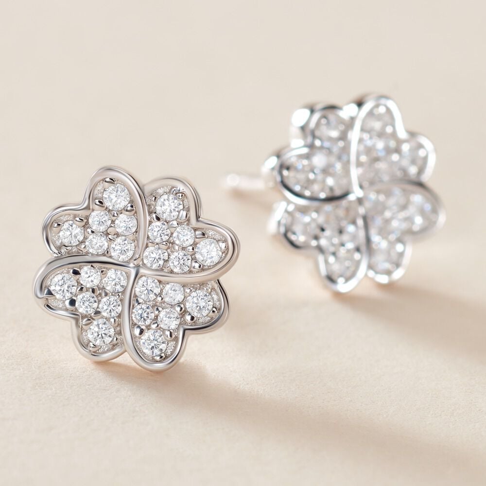 Boucles D'oreilles Puces Ottilie Argent Blanc Oxyde De Zirconium - Puces Femme | Marc Orian