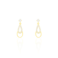 Boucles D'oreilles Pendantes Britain Or Jaune Oxyde De Zirconium - Boucles d'oreilles Pendantes Femme | Marc Orian