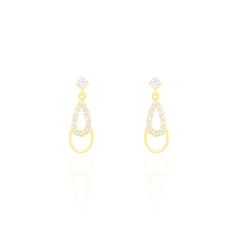 Boucles D'oreilles Pendantes Britain Or Jaune Oxyde De Zirconium - Boucles d'oreilles Pendantes Femme | Marc Orian