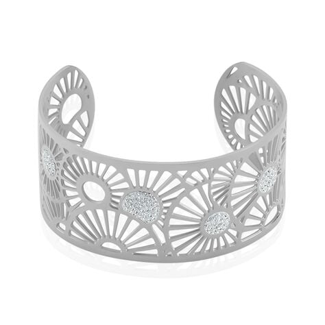 Bracelet Jonc Imagine Florette Strass Acier Blanc Strass - Bracelets joncs Femme | Marc Orian