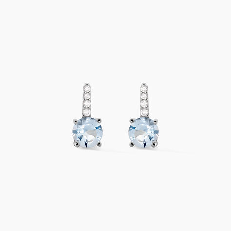 Bijoux D'oreilles Monroe Or Blanc Topaze Oxyde De Zirconium - Puces Femme | Marc Orian