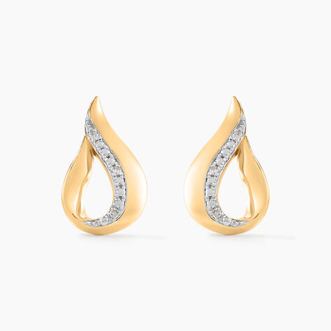 Boucles D'oreilles Puces Goccie Or Jaune Diamant - Puces Femme | Marc Orian