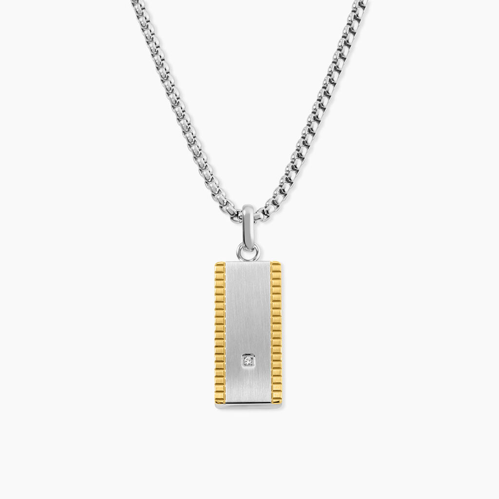Collier M&eacute;tal Acier Diamant Synth&eacute;tique - Colliers avec pierres Homme | Marc Orian