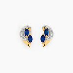 Boucles D'oreilles Puces Sakina Or Jaune Saphir Et Diamant Et Divers - Boucles d'oreilles mariage Femme | Marc Orian