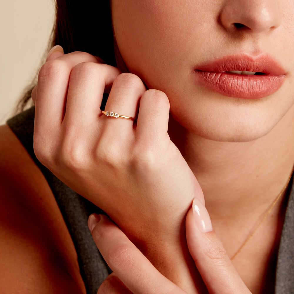 Bague Plaqué Or Jaune Shalice Oxydes De Zirconium - Bagues fiançailles Femme | Marc Orian
