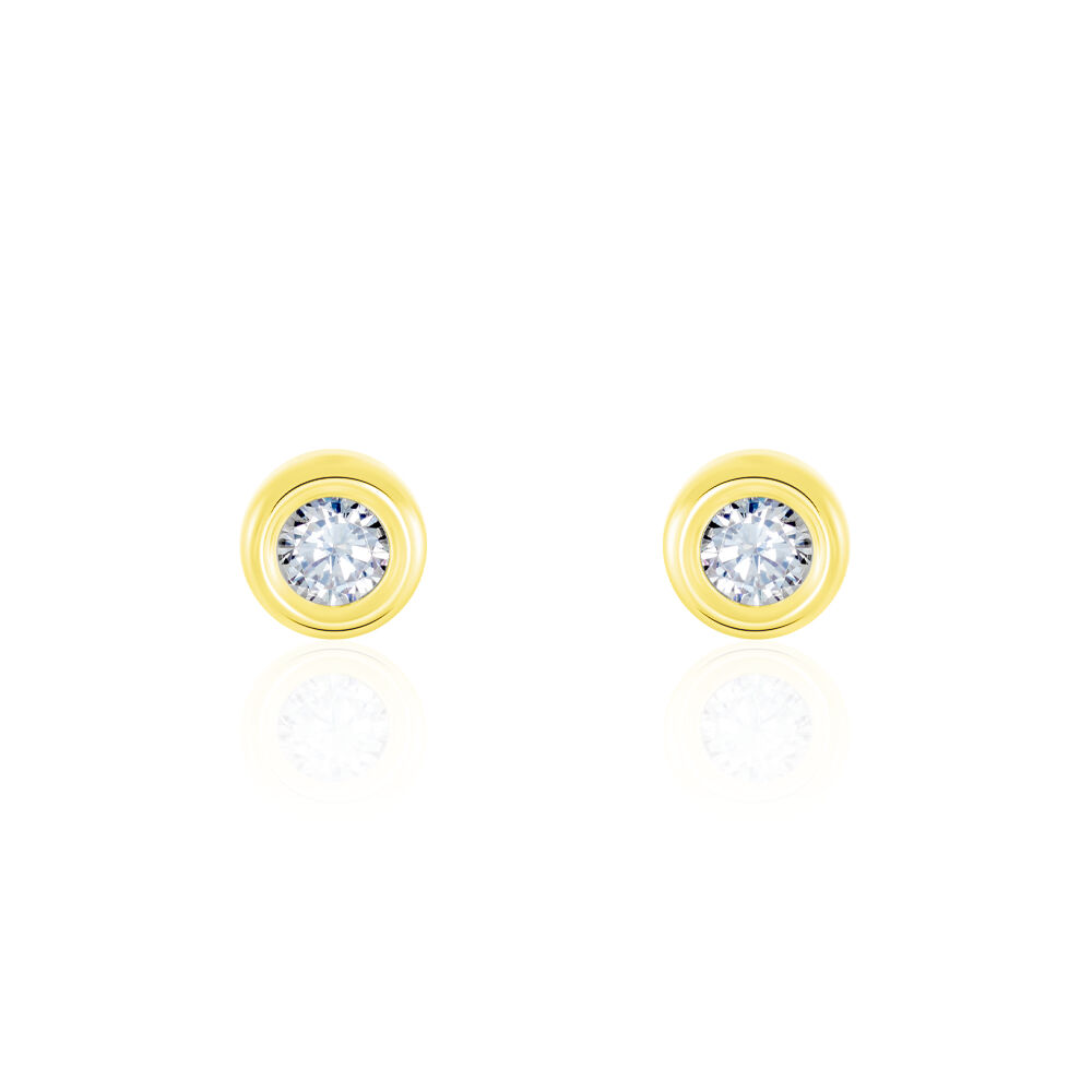Boucles D'oreilles Puces Eden Serti Pneu Or Jaune Oxyde De Zirconium - Puces Femme | Marc Orian