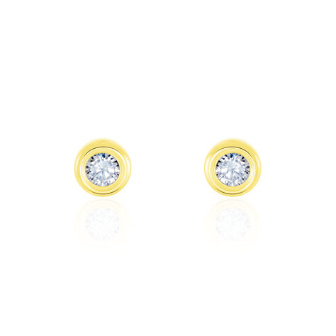 Boucles D'oreilles Puces Eden Serti Pneu Or Jaune Oxyde De Zirconium - Puces Femme | Marc Orian