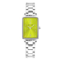 cadran argenté fond vert bracelet acier argenté