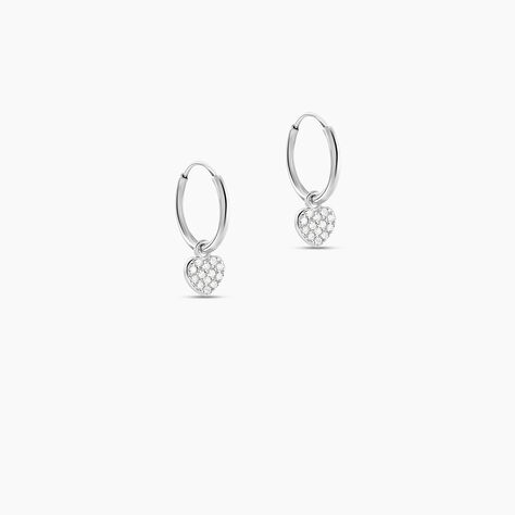 Cr&eacute;oles Ili Argent Rhodi&eacute; Oxyde De Zirconium - Boucles d'oreilles pampille Femme | Marc Orian