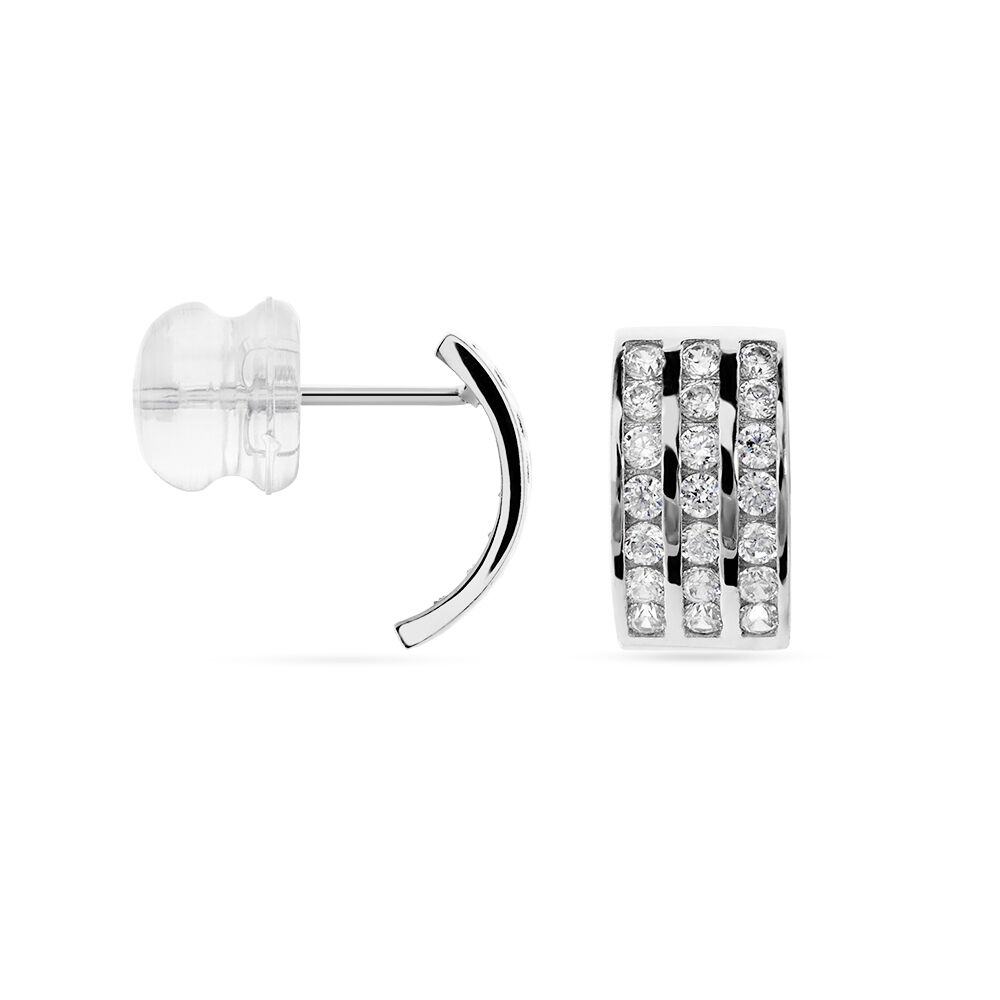 Demi Créoles Or Blanc Jacobea Oxyde De Zirconium - Créoles Femme | Marc Orian