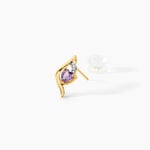 Boucles D'oreilles Puces Silucia Or Jaune Am&eacute;thyste Oxyde De Zirconium - Puces Femme | Marc Orian