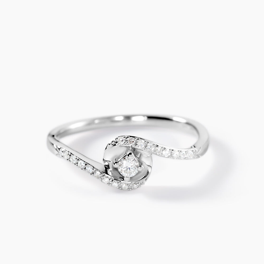Bague Vrille Accompagnee Or Blanc Diamant - Parures de mariage Femme | Marc Orian