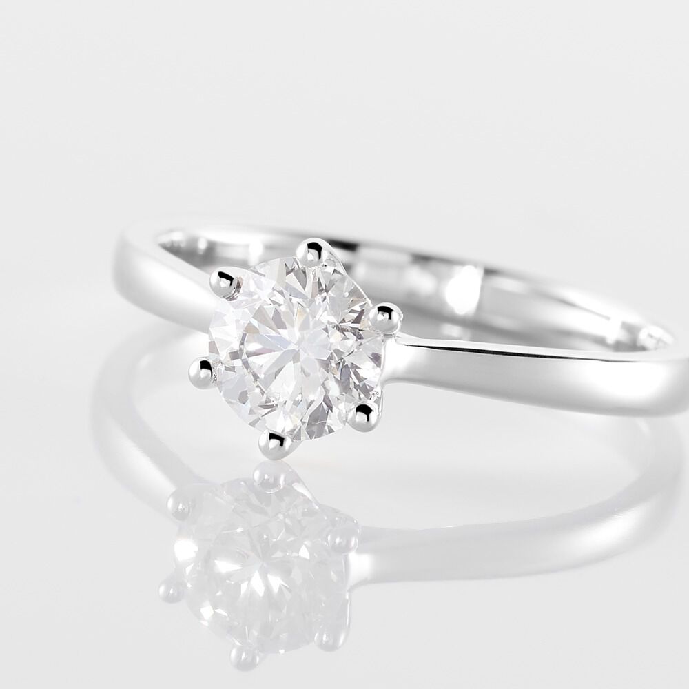 Bague Solitaire Athena Or Blanc Diamant - Parures de mariage Femme | Marc Orian
